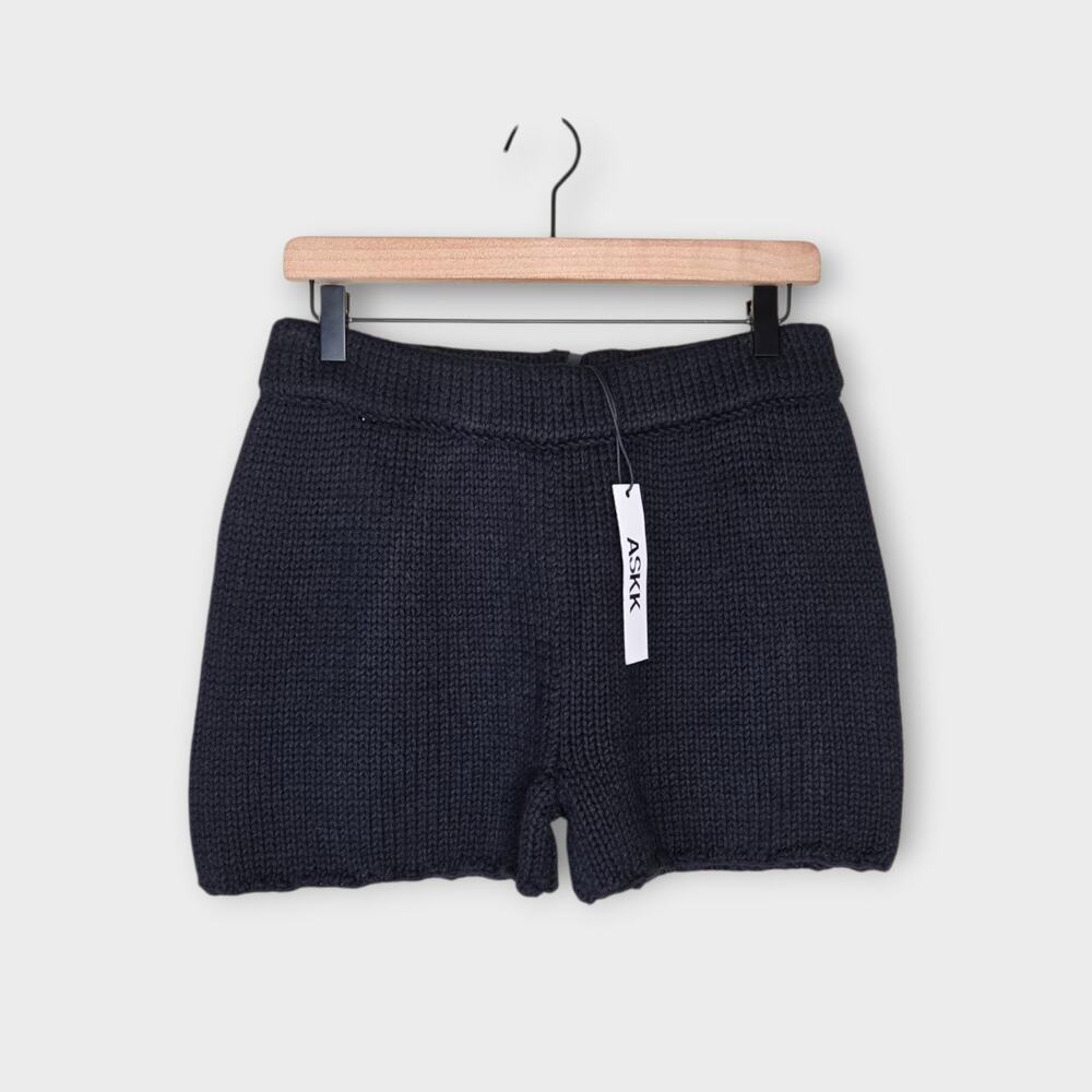NEW ASKK NY Black Silk Organic Cotton Woven Knit Shorts Women's Small